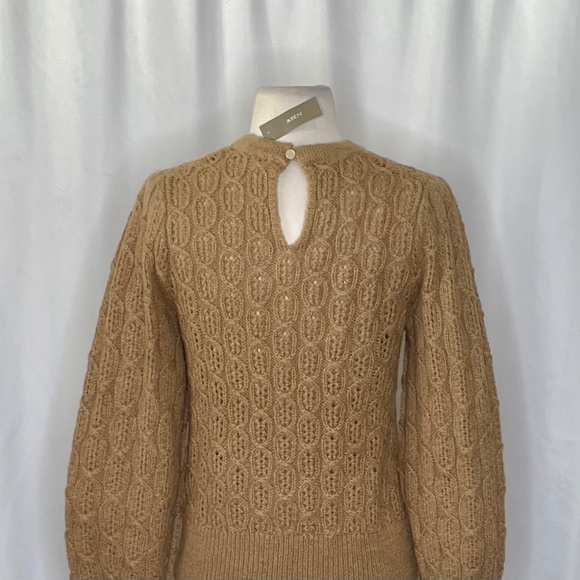 NWT!! J. CREW Balloon Sleeve Cable Knit Sweater Pale Clay Tan Brown X-Small - Picture 10 of 15